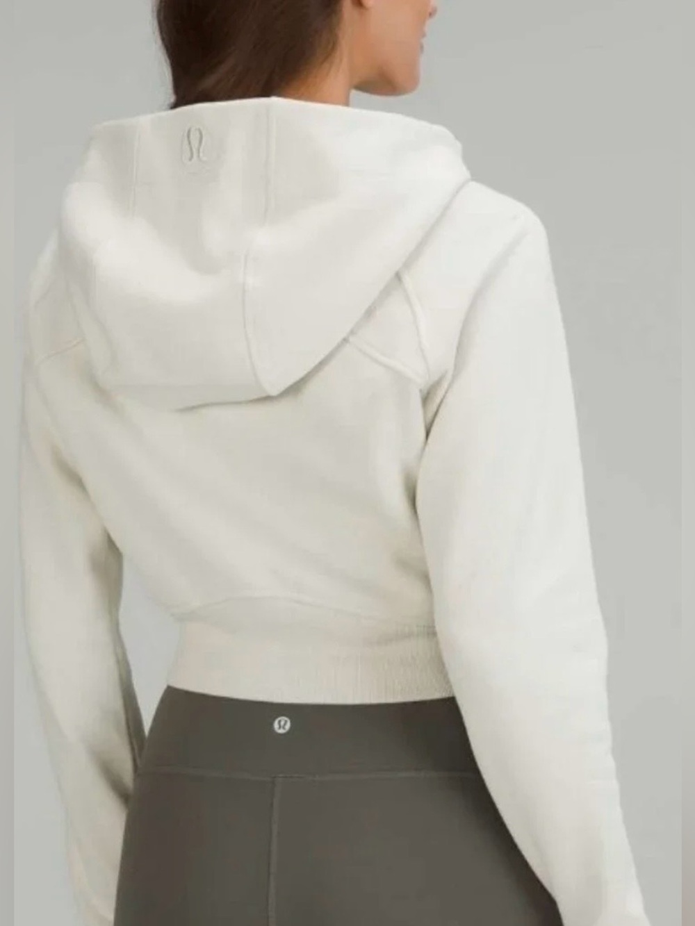 Lululemon Scuba Full Zip Cropped Hoodie In Bone Sz 2
